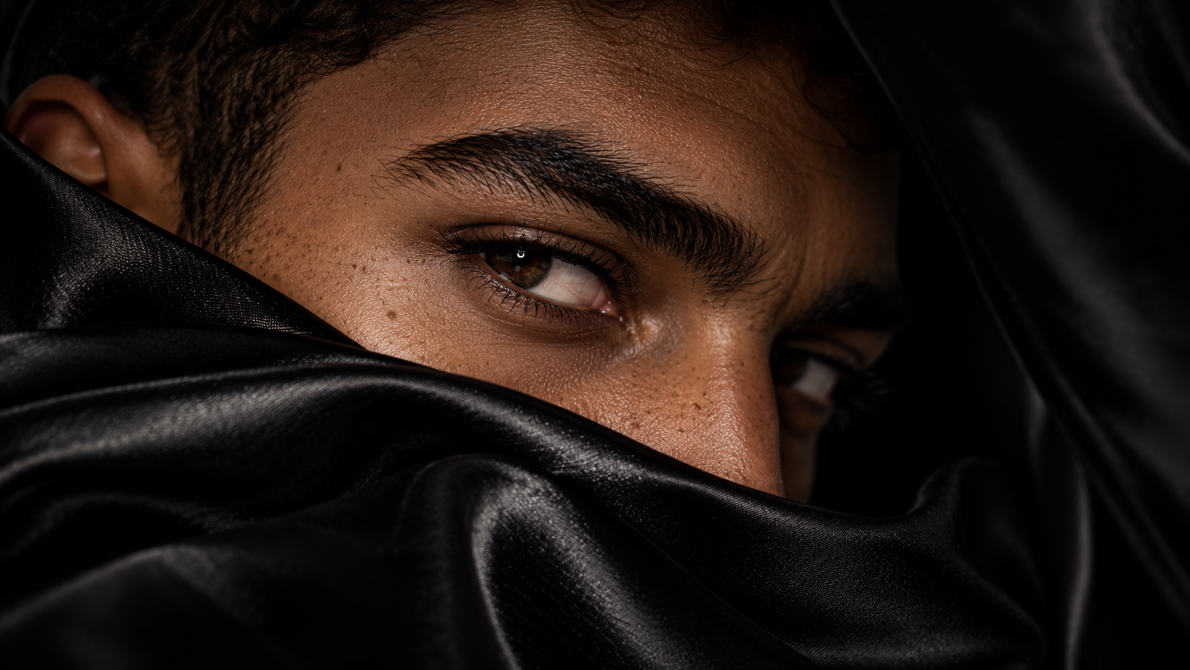 Detalle de ceja y mirada masculina